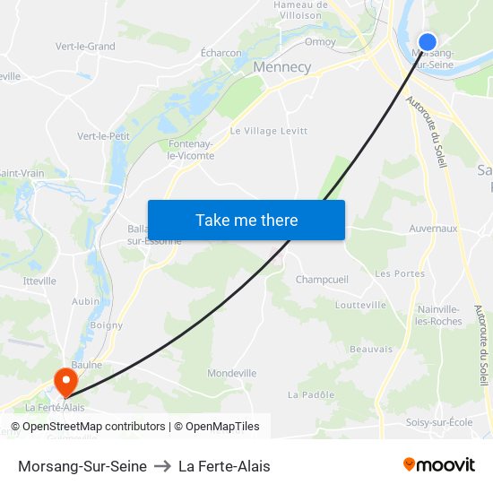 Morsang-Sur-Seine to La Ferte-Alais map