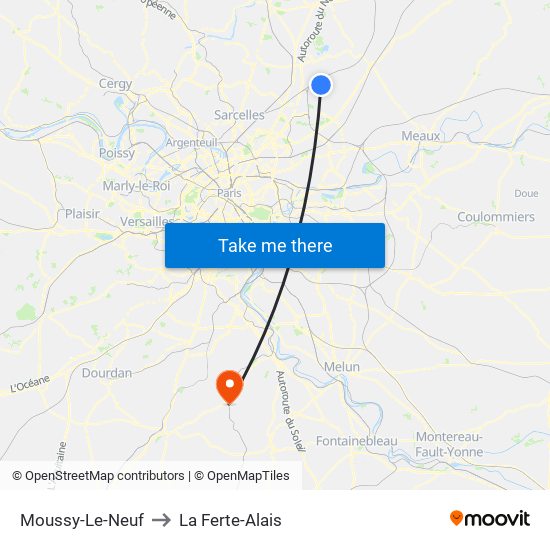 Moussy-Le-Neuf to La Ferte-Alais map