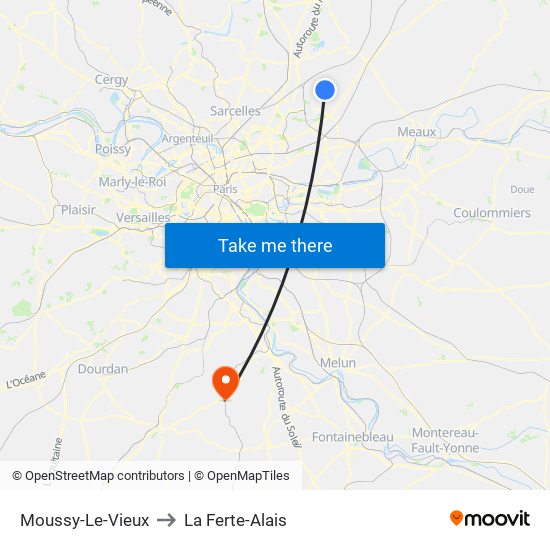 Moussy-Le-Vieux to La Ferte-Alais map