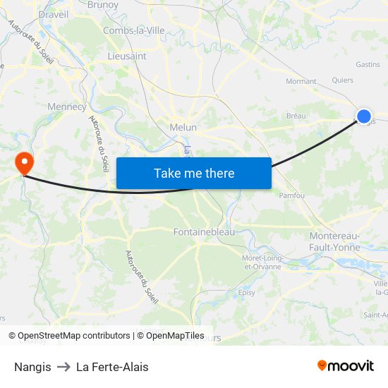 Nangis to La Ferte-Alais map