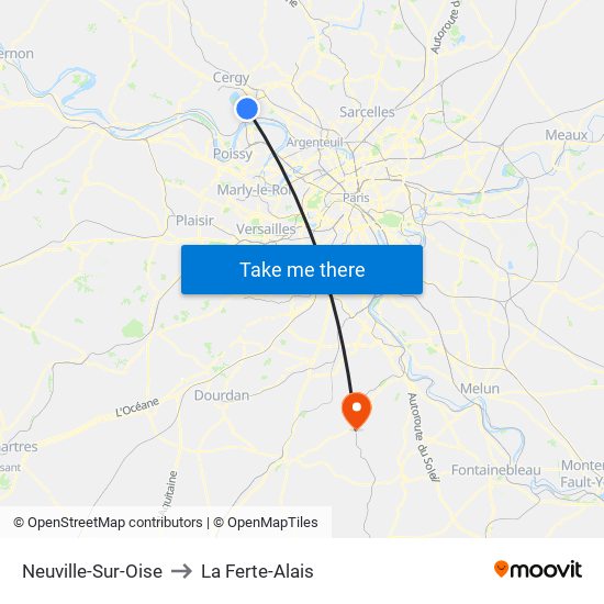 Neuville-Sur-Oise to La Ferte-Alais map