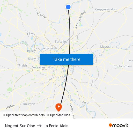 Nogent-Sur-Oise to La Ferte-Alais map