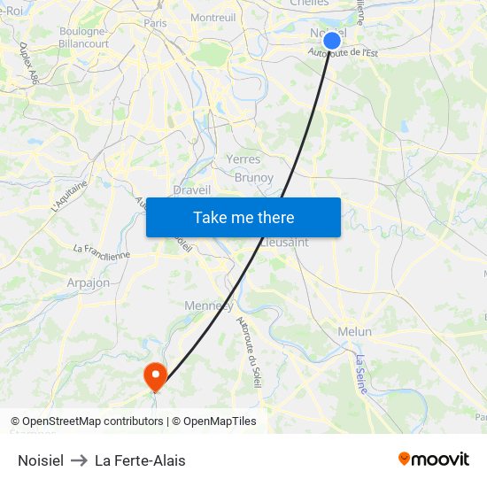 Noisiel to La Ferte-Alais map