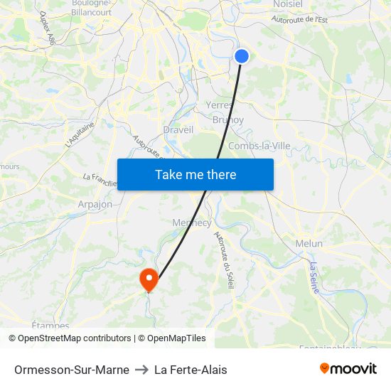 Ormesson-Sur-Marne to La Ferte-Alais map