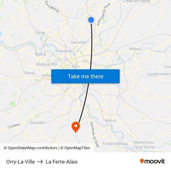 Orry-La-Ville to La Ferte-Alais map