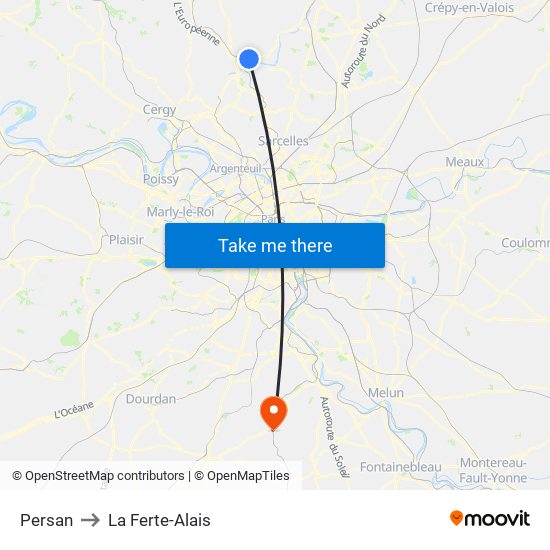 Persan to La Ferte-Alais map