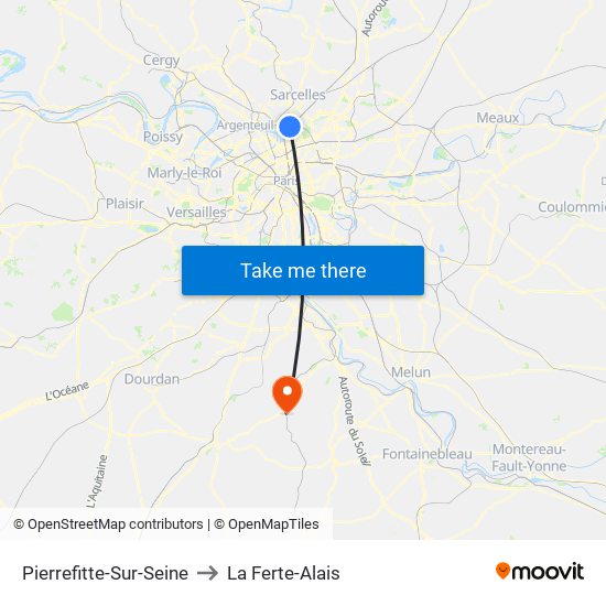 Pierrefitte-Sur-Seine to La Ferte-Alais map