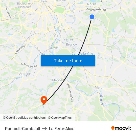 Pontault-Combault to La Ferte-Alais map