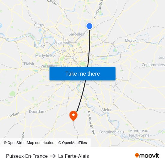 Puiseux-En-France to La Ferte-Alais map