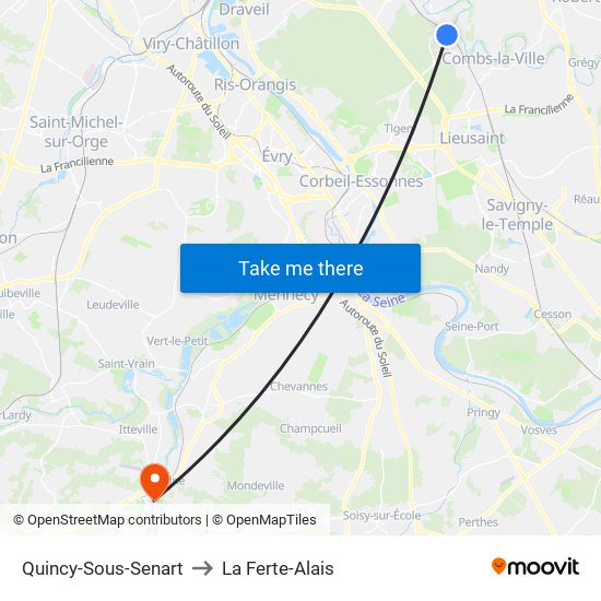 Quincy-Sous-Senart to La Ferte-Alais map