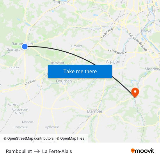 Rambouillet to La Ferte-Alais map