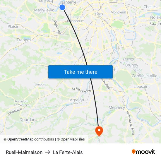 Rueil-Malmaison to La Ferte-Alais map