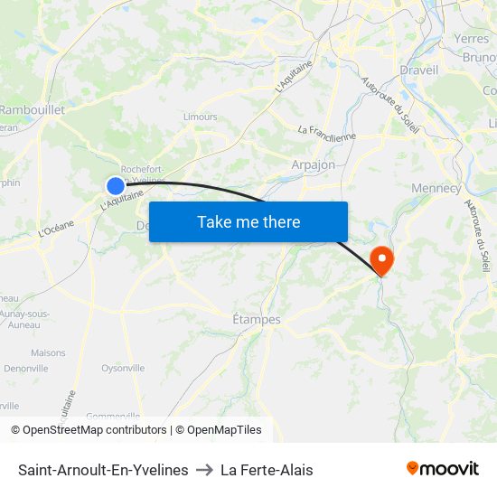 Saint-Arnoult-En-Yvelines to La Ferte-Alais map