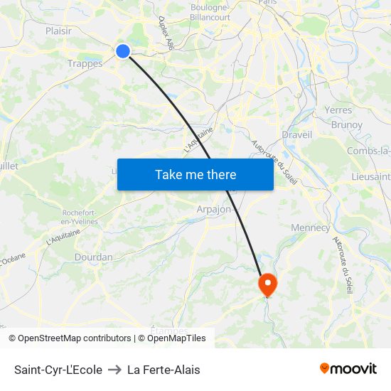 Saint-Cyr-L'Ecole to La Ferte-Alais map