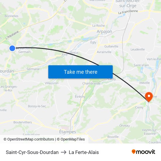 Saint-Cyr-Sous-Dourdan to La Ferte-Alais map