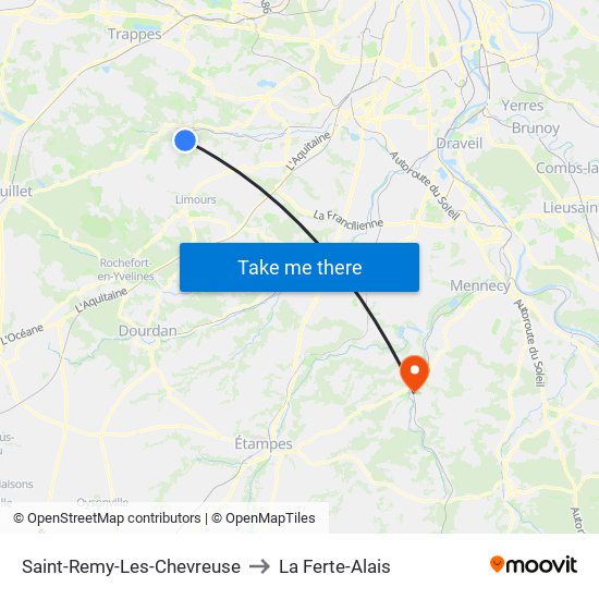 Saint-Remy-Les-Chevreuse to La Ferte-Alais map