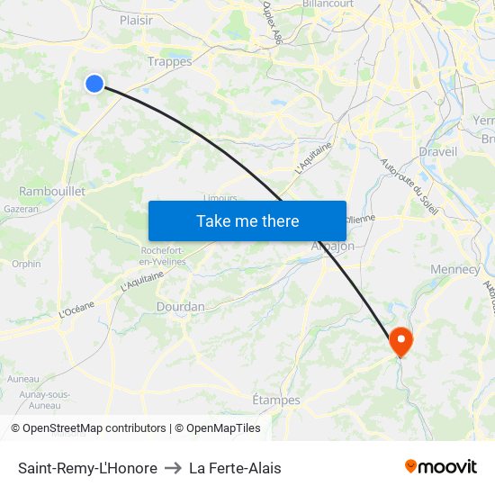 Saint-Remy-L'Honore to La Ferte-Alais map
