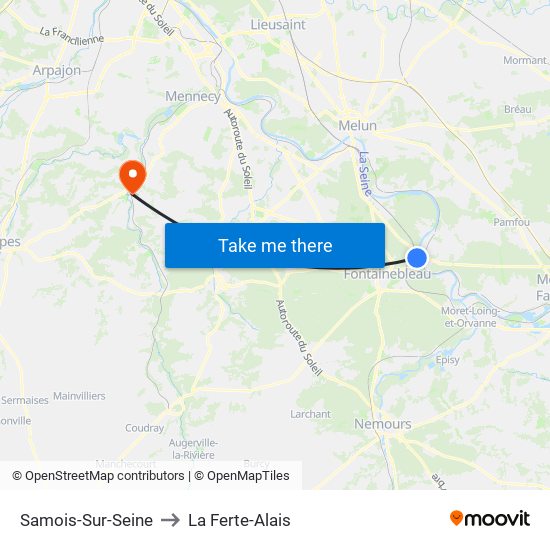 Samois-Sur-Seine to La Ferte-Alais map
