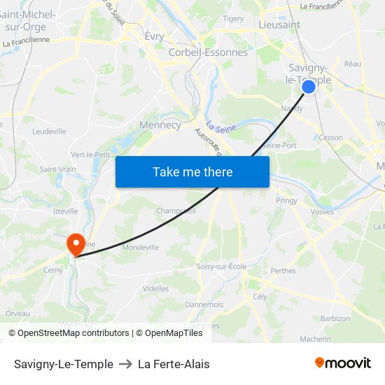 Savigny-Le-Temple to La Ferte-Alais map