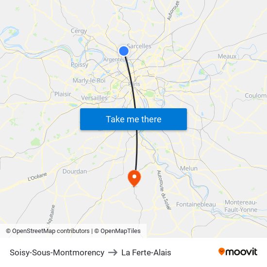 Soisy-Sous-Montmorency to La Ferte-Alais map