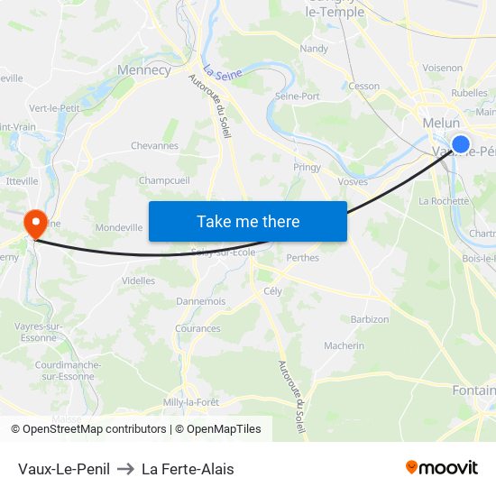 Vaux-Le-Penil to La Ferte-Alais map