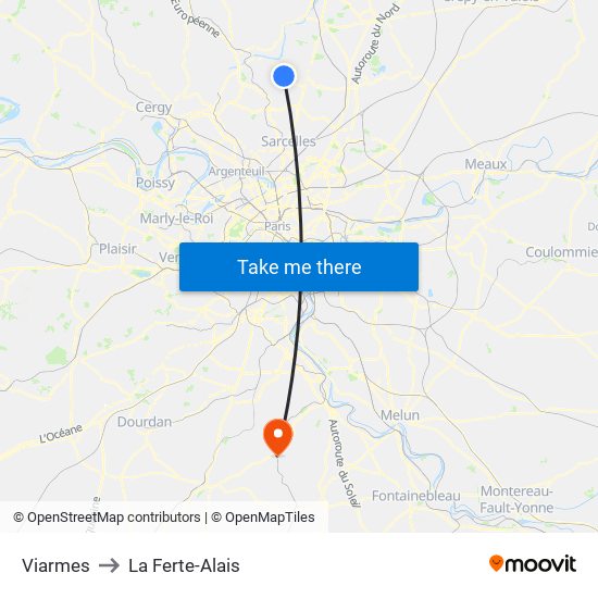 Viarmes to La Ferte-Alais map