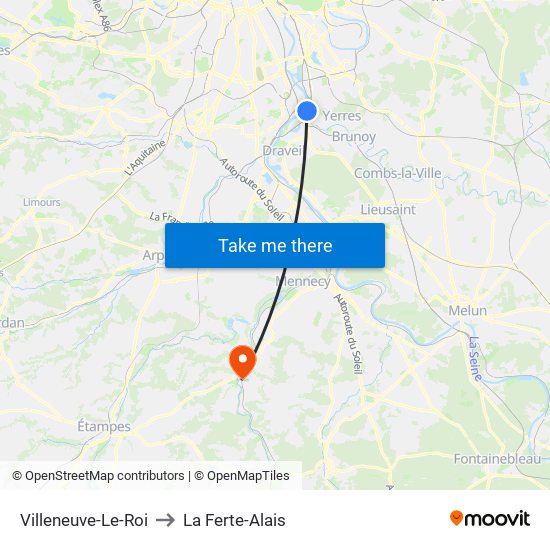 Villeneuve-Le-Roi to La Ferte-Alais map
