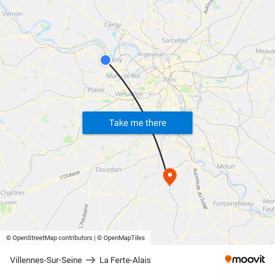 Villennes-Sur-Seine to La Ferte-Alais map