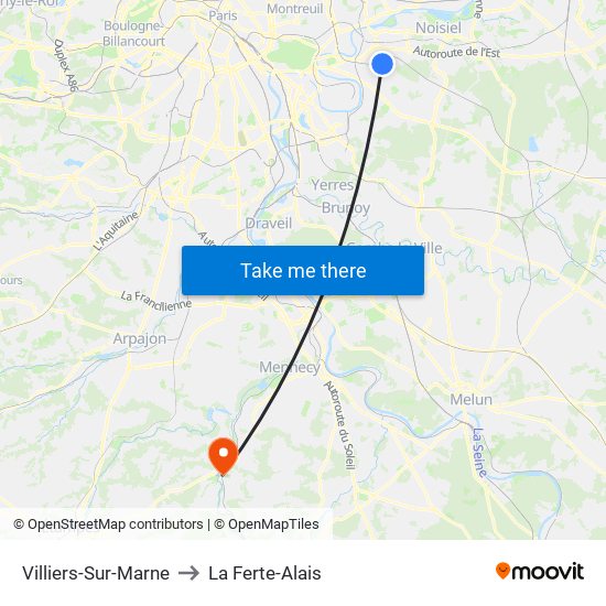 Villiers-Sur-Marne to La Ferte-Alais map
