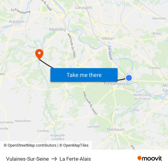 Vulaines-Sur-Seine to La Ferte-Alais map