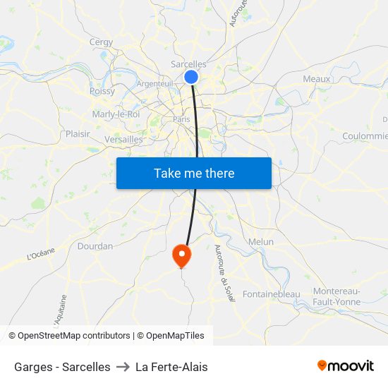 Garges - Sarcelles to La Ferte-Alais map