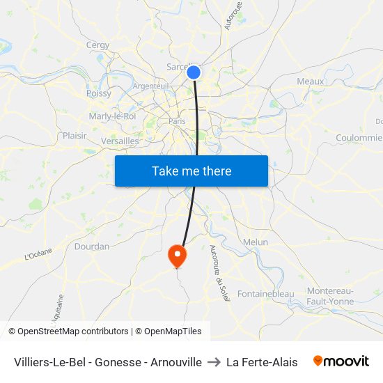 Villiers-Le-Bel - Gonesse - Arnouville to La Ferte-Alais map