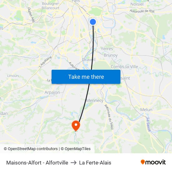 Maisons-Alfort - Alfortville to La Ferte-Alais map