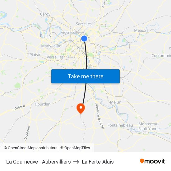 La Courneuve - Aubervilliers to La Ferte-Alais map