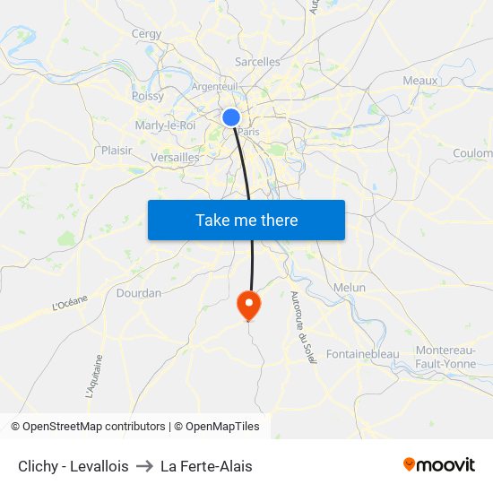 Clichy - Levallois to La Ferte-Alais map