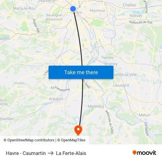Havre - Caumartin to La Ferte-Alais map