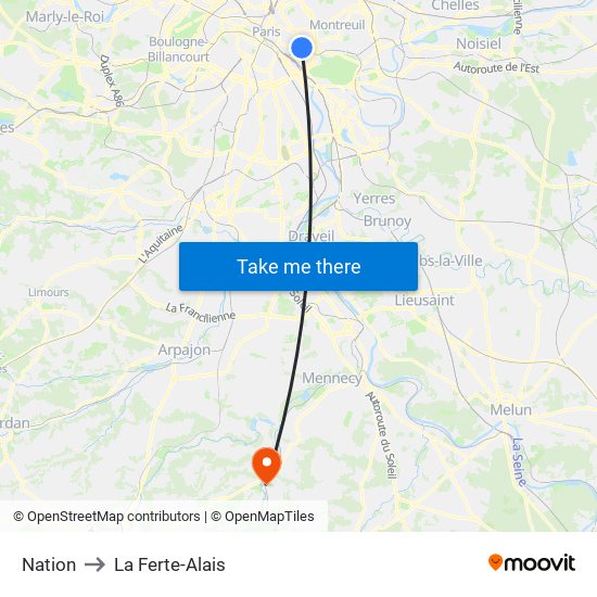 Nation to La Ferte-Alais map