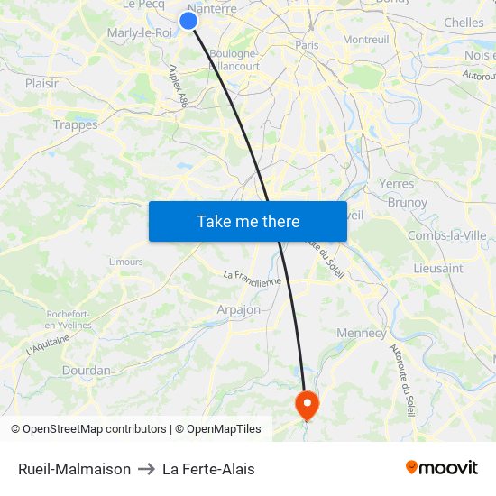 Rueil-Malmaison to La Ferte-Alais map