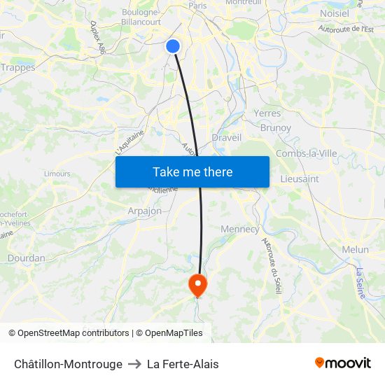 Châtillon-Montrouge to La Ferte-Alais map