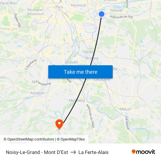 Noisy-Le-Grand - Mont D'Est to La Ferte-Alais map