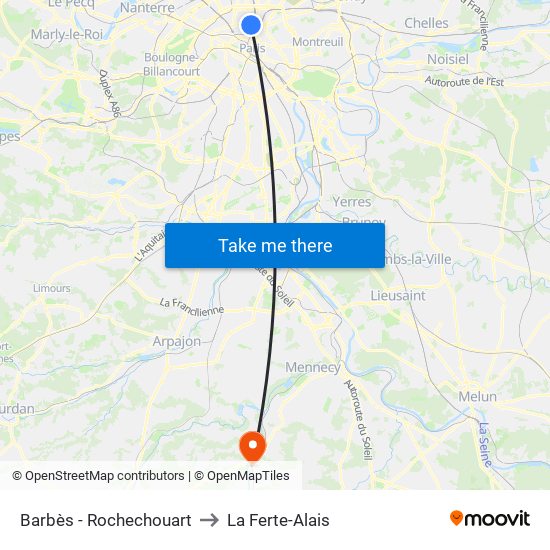 Barbès - Rochechouart to La Ferte-Alais map