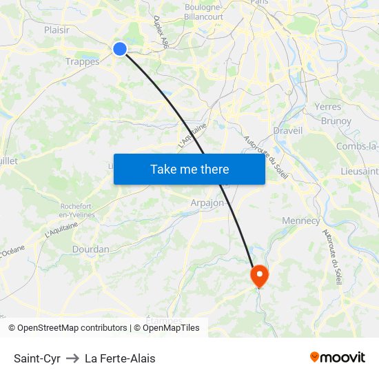 Saint-Cyr to La Ferte-Alais map