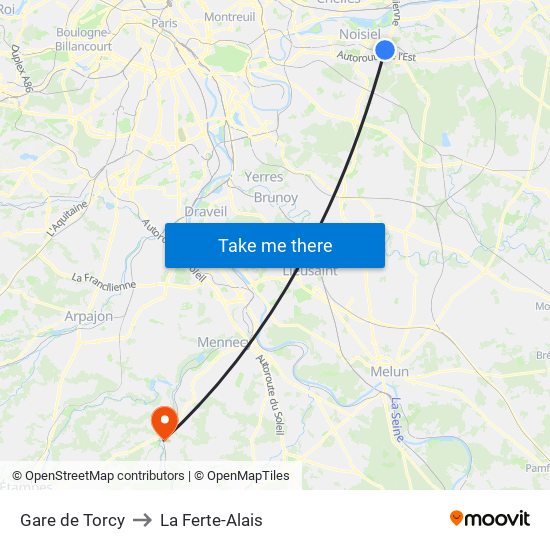 Gare de Torcy to La Ferte-Alais map