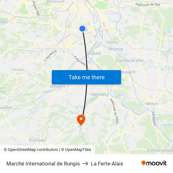 Marché International de Rungis to La Ferte-Alais map