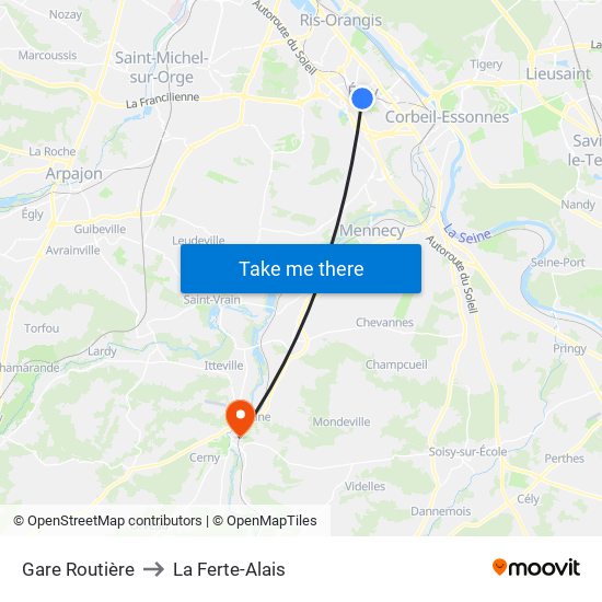 Gare Routière to La Ferte-Alais map