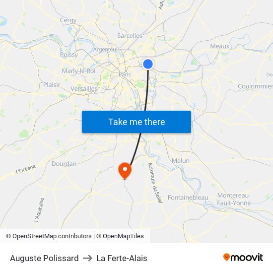Auguste Polissard to La Ferte-Alais map