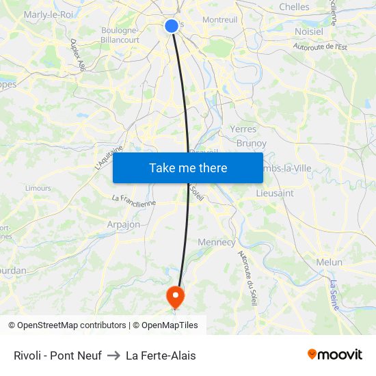 Rivoli - Pont Neuf to La Ferte-Alais map