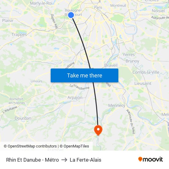 Rhin Et Danube - Métro to La Ferte-Alais map