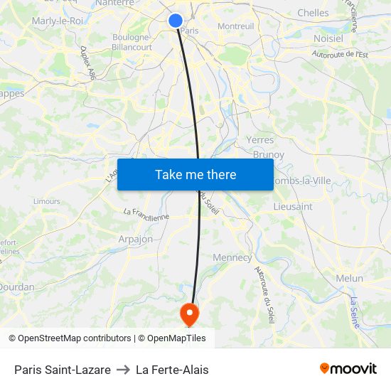 Paris Saint-Lazare to La Ferte-Alais map