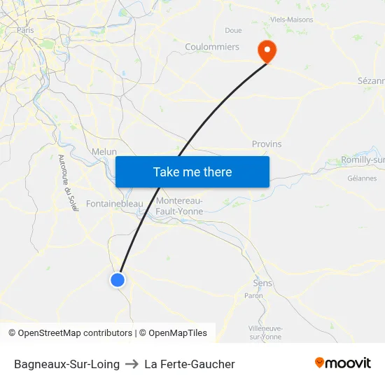 Bagneaux-Sur-Loing to La Ferte-Gaucher map